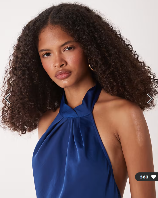 JDY halter neck satin maxi dress in navy