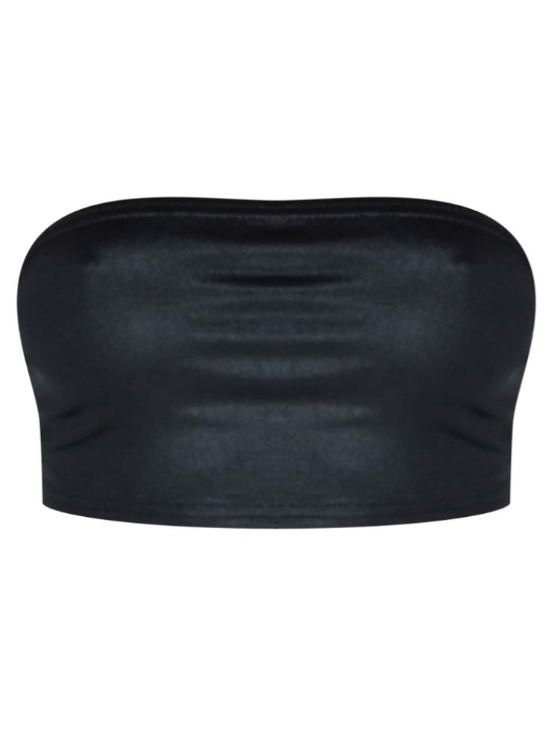 Black Coated Wet Look Micro Bandeau