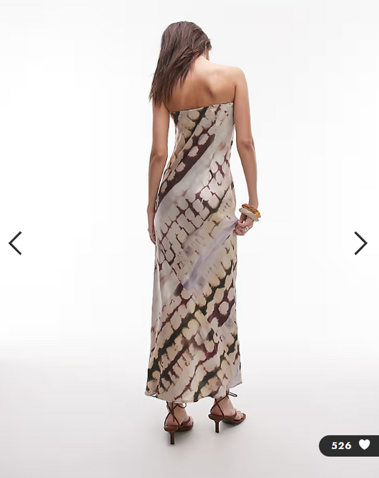 Topshop satin bandeau slip maxi dress in abstract animal print