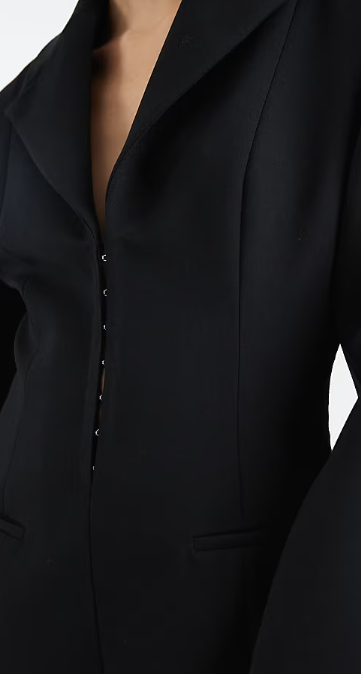 ASOS DESIGN plunge front cinched tailored dress in black