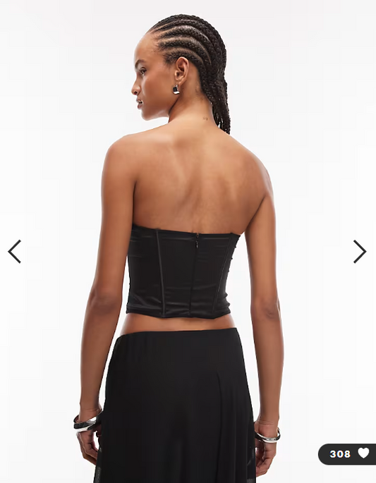 Asos - Satin cupped corset top with boning in black