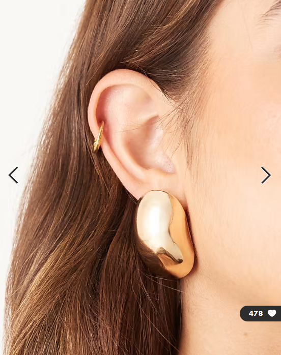 ASOS DESIGN stud earrings with clean bubble oval design in gold tone