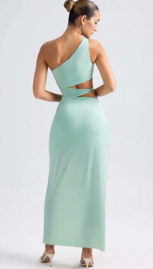 Oh Polly - One-Shoulder Draped Cut-Out maxi dress
