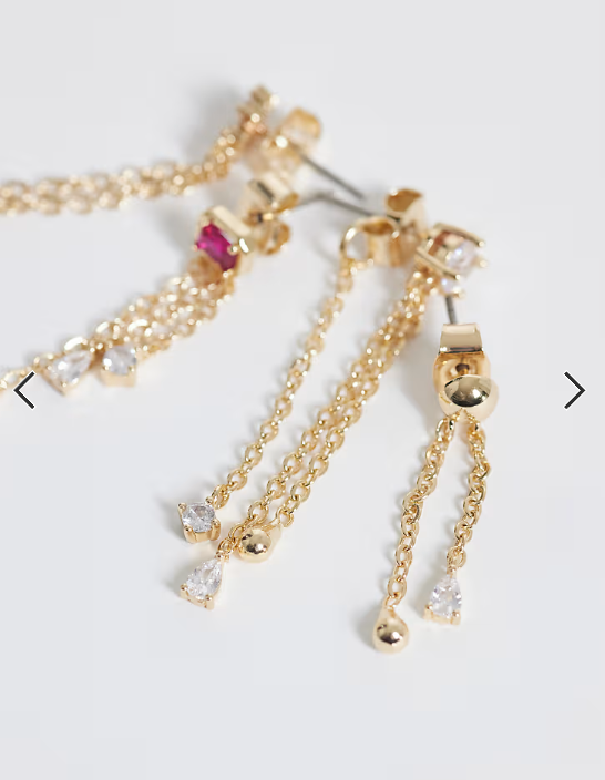 Reclaimed Vintage multi pack dainty profile hanging earrings in gold