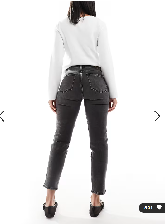 ONLY Emily high waisted straight leg jeans in washed grey
