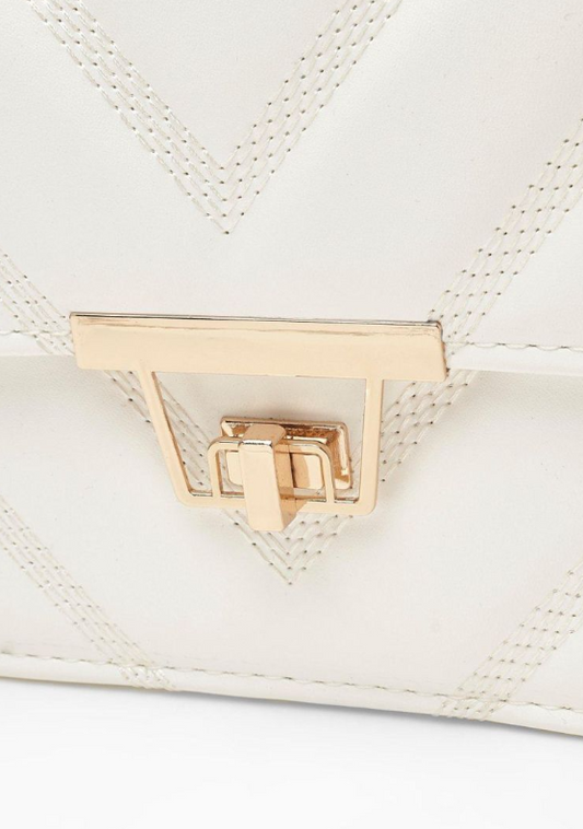 Boohoo Quilted Faux Letaher Cross Body Bag