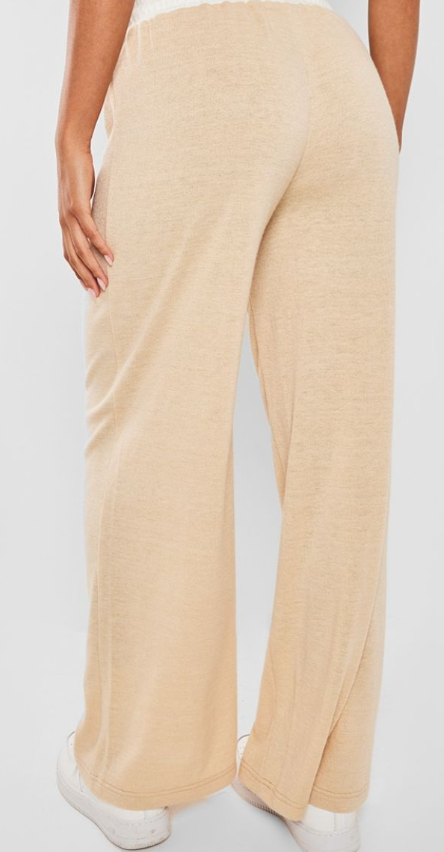 Stone Contrast Wide Leg Trousers