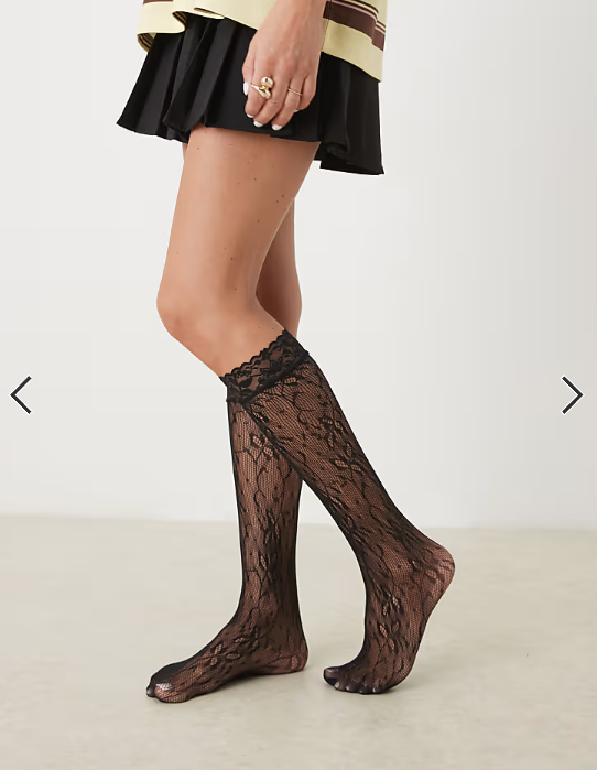 ASOS DESIGN knee high lace socks in black