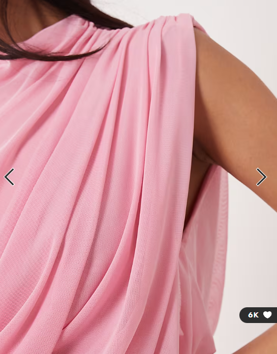 ASOS DESIGN mesh asymmetric cap sleeve blouson bodice maxi dress in pink