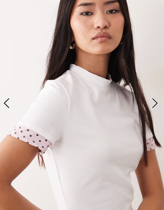 ASOS DESIGN short sleeve double layer polka dot top in white