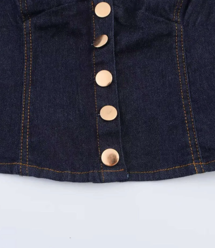 Boohoo x london crew - denim button top - rinse