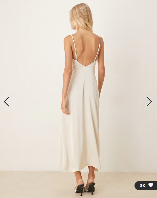 Vila satin cowl neck cami maxi dress in cream