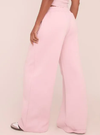 Tie Waist Swirl Graphic Detail Straight Leg Joggers In Pink