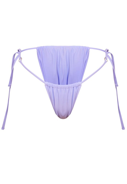 Lilac Ruched One Sided Tie Bikini Bottoms