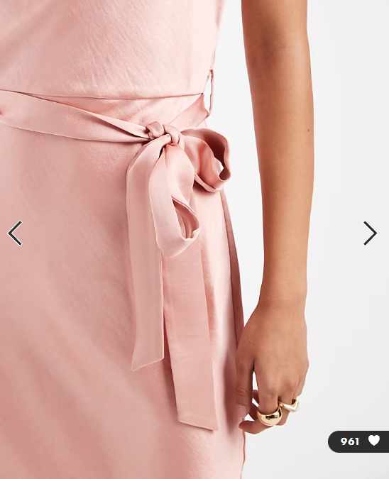 TFNC Bridesmaid satin cami tie waist midaxi dress in pink
