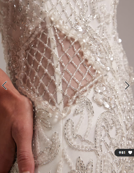 ASOS DESIGN ornate crystal embellished square neck maxi wedding dress in ivory