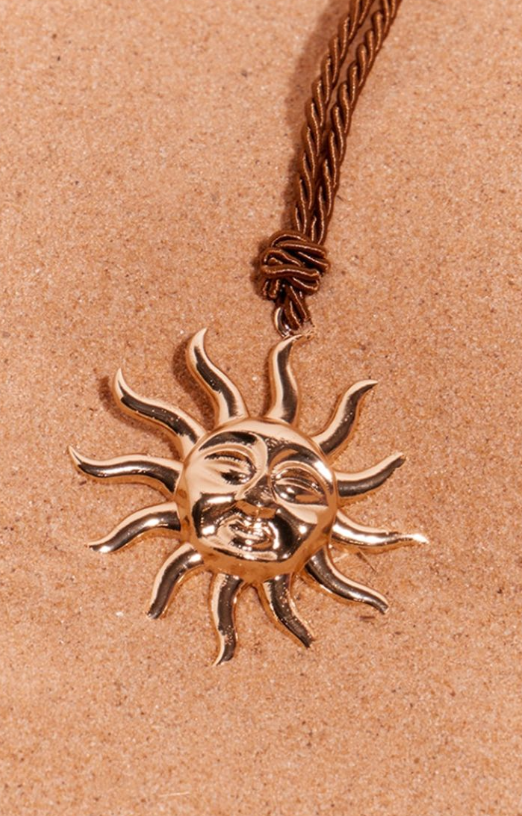 Gold Sun Detail Rope Necklace
