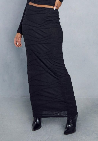 Sheer Crinkle Detail Maxi Skirt