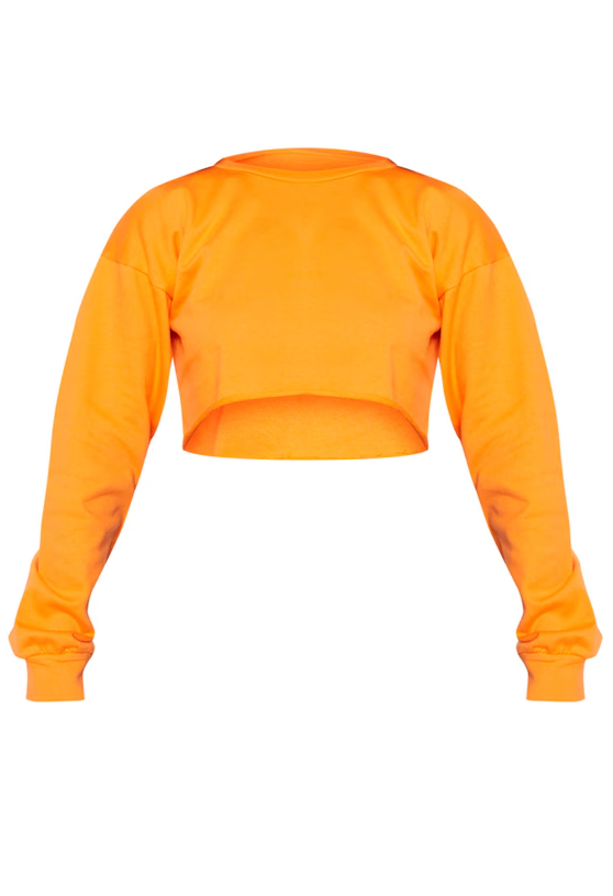 Hot Orange Cut Off Crop Longsleeve Sweater