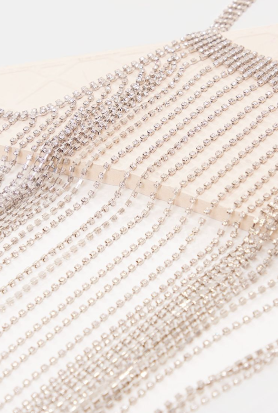 Silver Statement Diamante Tassel Body Chain