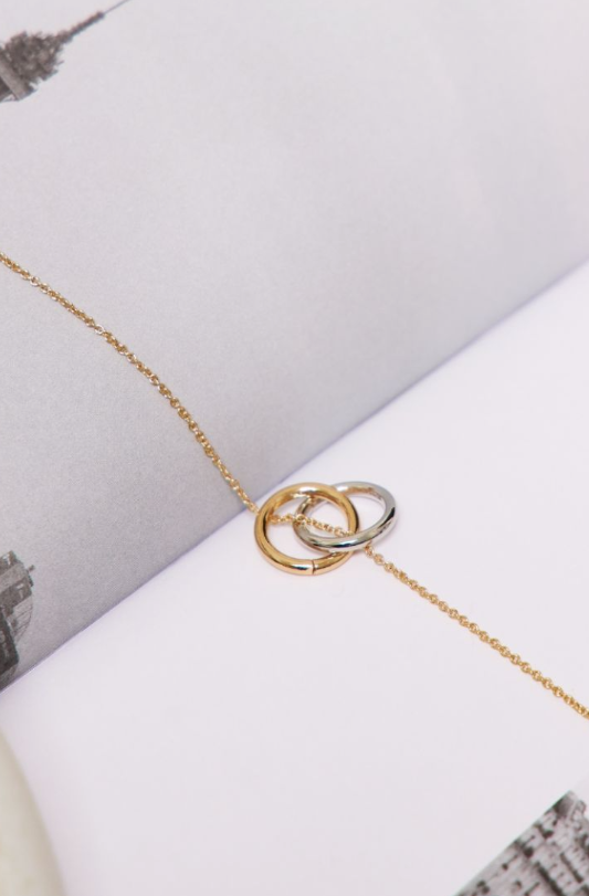 Gold Contrast Hoop Link Necklace