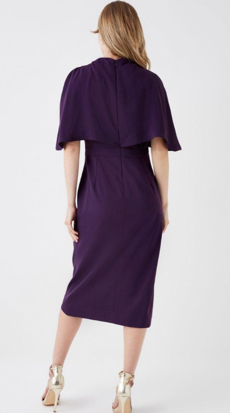 Tulip Cape Lightweight Crepe Midi Dress