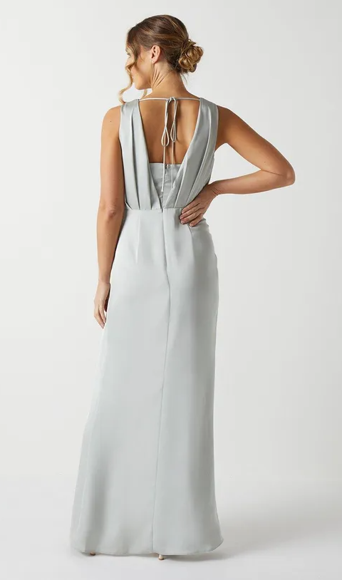 Ruched Waist Detail Satin Bridesmaid Dress