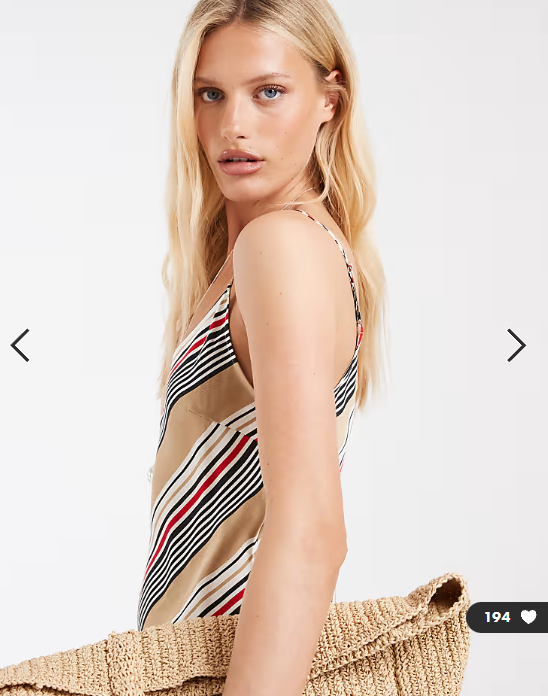 & Other Stories cami dress in beige stripe