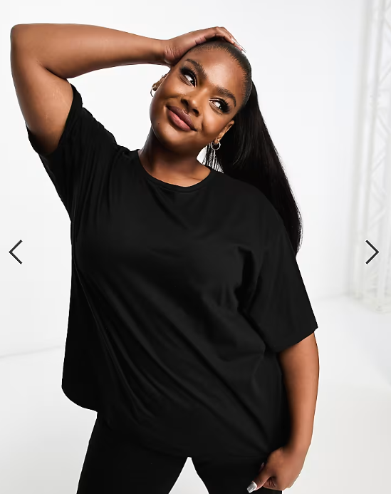 ASOS DESIGN Curve mix & match cotton oversized pyjama tee in black