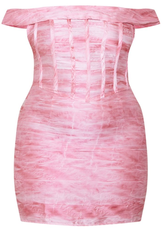 Plus Pink Bardot Bodycon Dress