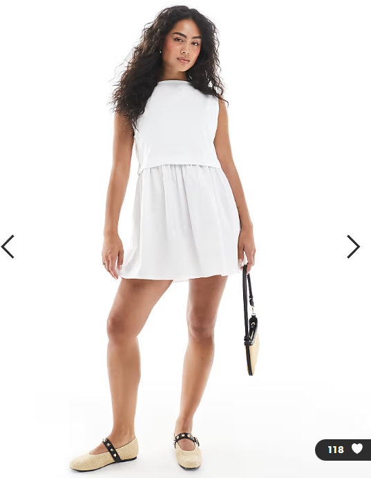 Miss Selfridge cotton poplin smock dress in white