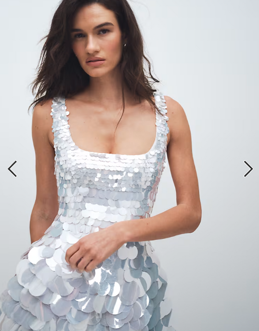 ASOS DESIGN bridal large disc sequin square neck mini dress