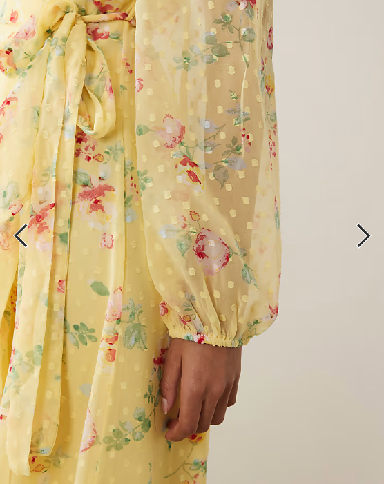 Vila dobby wrap maxi dress with frill detail in pastel yellow floral print