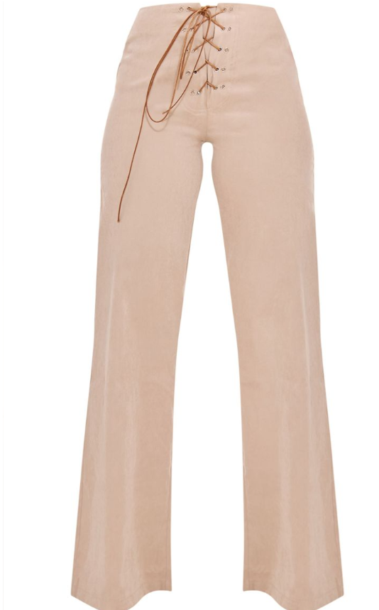 Plt - Sand Peach Skin Low Rise Lace Up Trousers