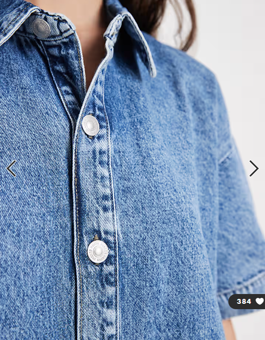 Pieces denim mini shirt dress in medium blue