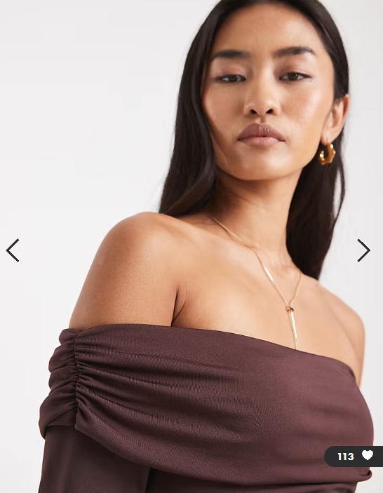 New Look one sleeve ruched bodysuit in brown