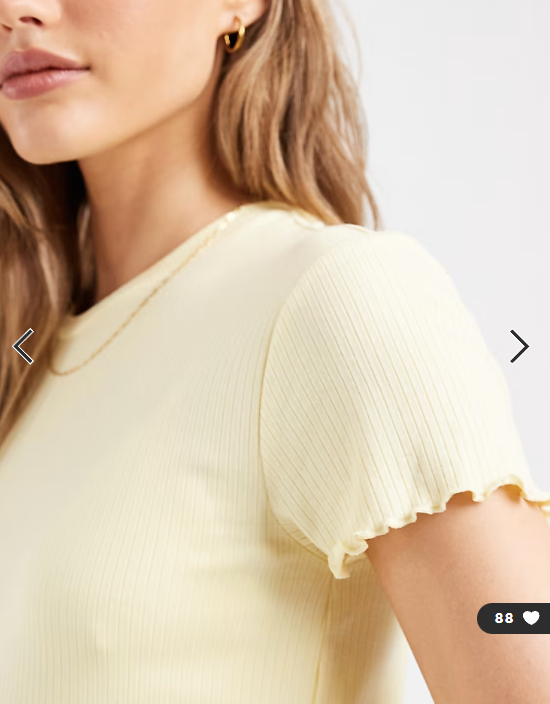 Pieces lettuce edge t-shirt in butter yellow