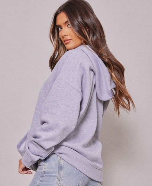 Grey Marl New York Embroidered Hoodie