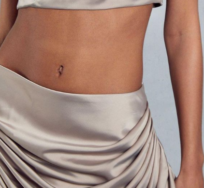 Satin Sleeveless Draped Top & Micro Mini Skirt Co Ord