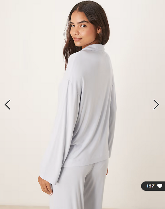 Gina Tricot mix and match soft long sleeve pyjamas shirt in light blue