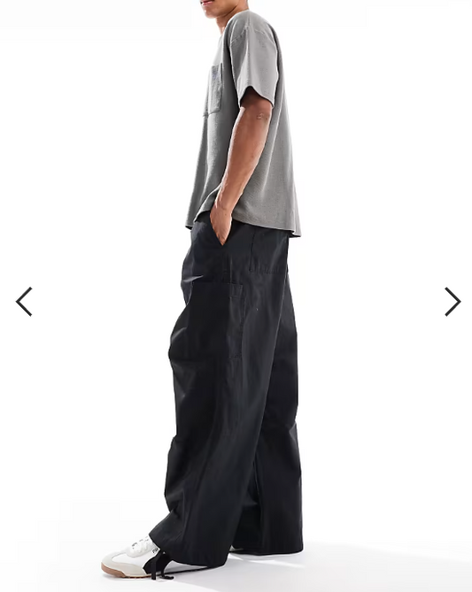 ASOS DESIGN oversized baggy cargo trousers in black ripstop