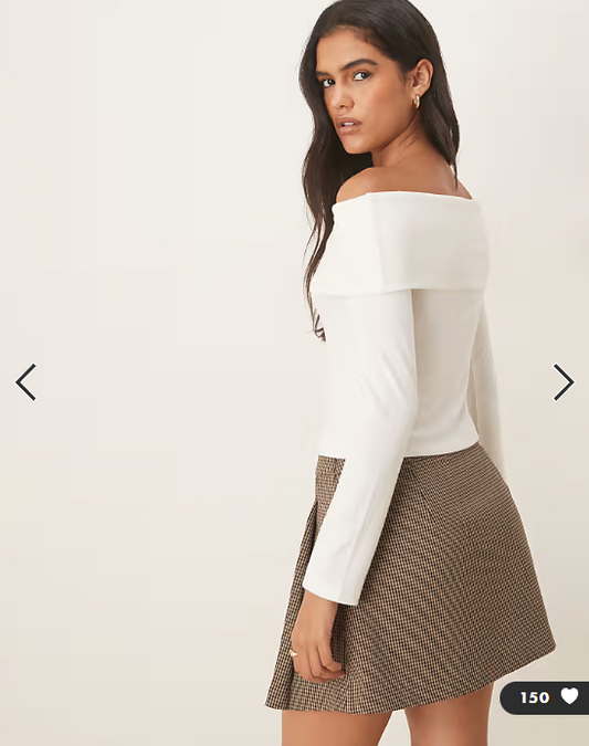 ASOS DESIGN off shoulder button down top in cream