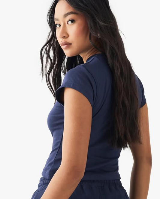 DSGN Studio Embroidered Short Sleeve Fitted Top