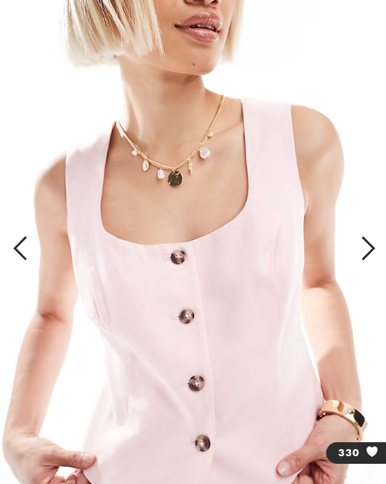 New Look co-ord linen square neck waistcoat in pink