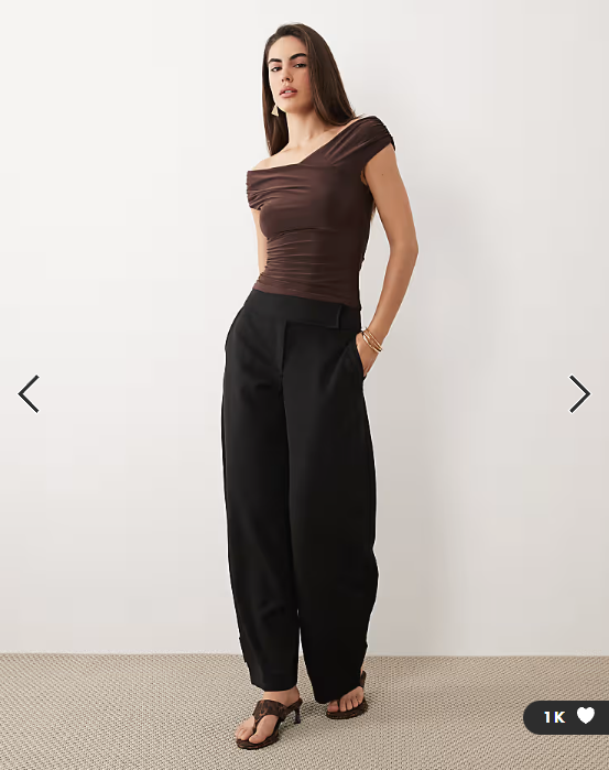 ASOS DESIGN soft touch ruched shoulder grazer top in chocolate
