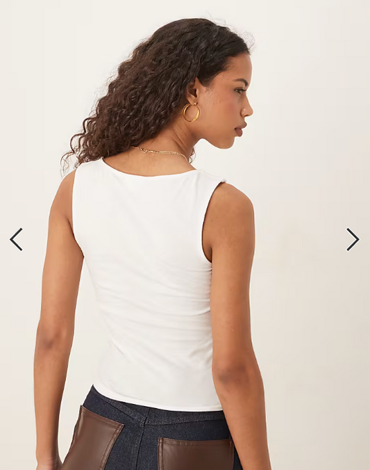 Gina Tricot square neck tank top in white