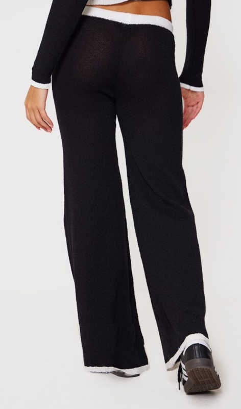 Plt - Monochrome Towel Knitted Contrast Detail Trousers
