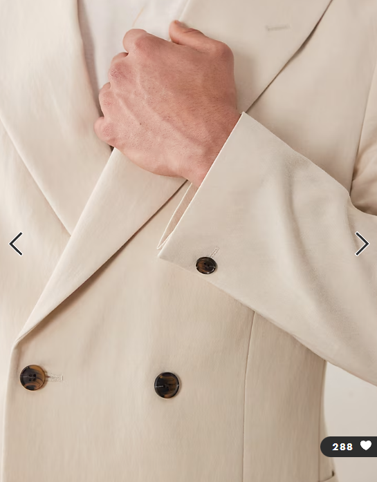 ASOS DESIGN double breasted regular suit blazer in cream
