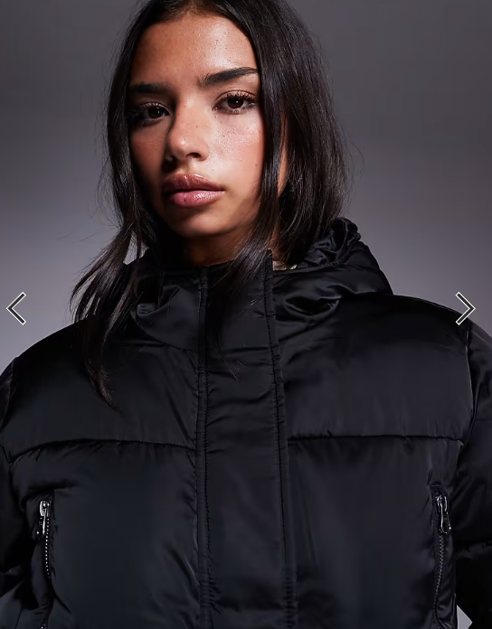 Weekend Collective cropped padded coat with ribbed corseted waist detail in black