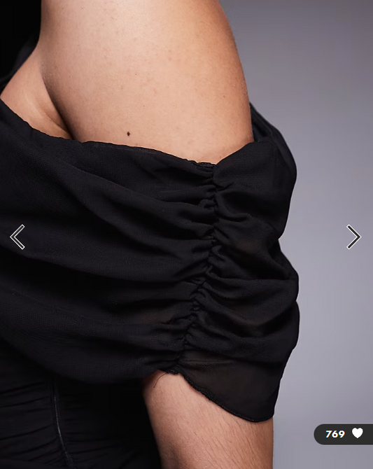 Fashionkilla exclusive chiffon off shoulder asymmetric hem gathered mini dress in black
